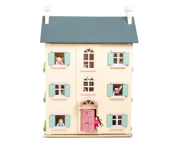 H150 Cherry Tree Hall Grey Pink Cream Large Wooden Dolls House Front Family 1 - Wood Bee Nice - Children's Wooden Toys | Eco-Friendly Toys
