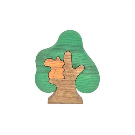 wooden tree with squirrel toy