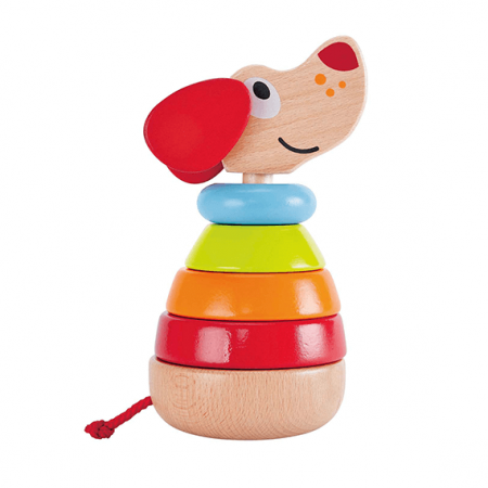 wooden dog stacking toy