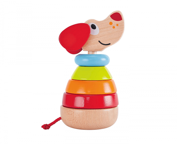 wooden dog stacking toy