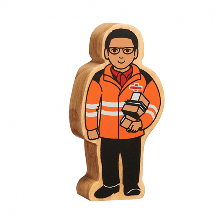 wooden delivery driver figure toy
