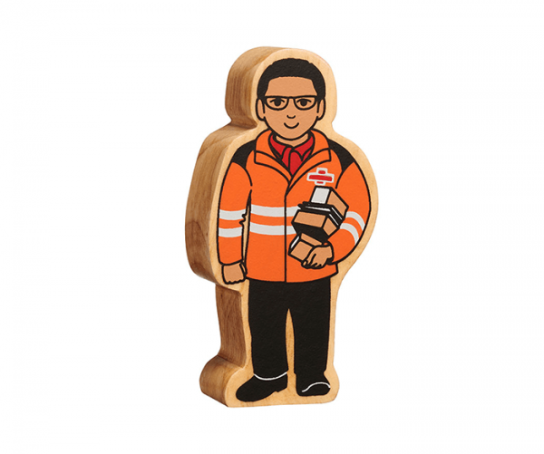 wooden delivery driver figure toy