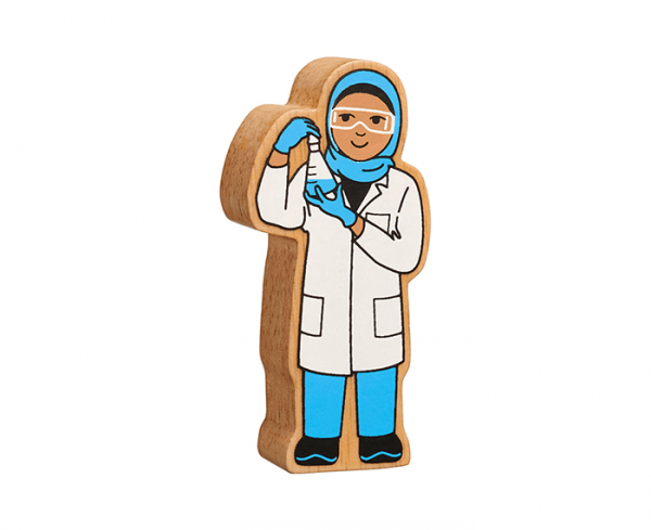 wooden scientist figure toy