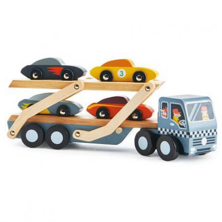 wooden car transporter toy