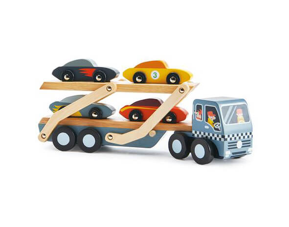 wooden car transporter toy
