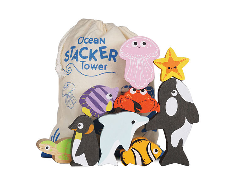 PL139 ocean stacker fsc sustainable wooden and cotton - Wood Bee Nice - Children's Wooden Toys | Eco-Friendly Toys