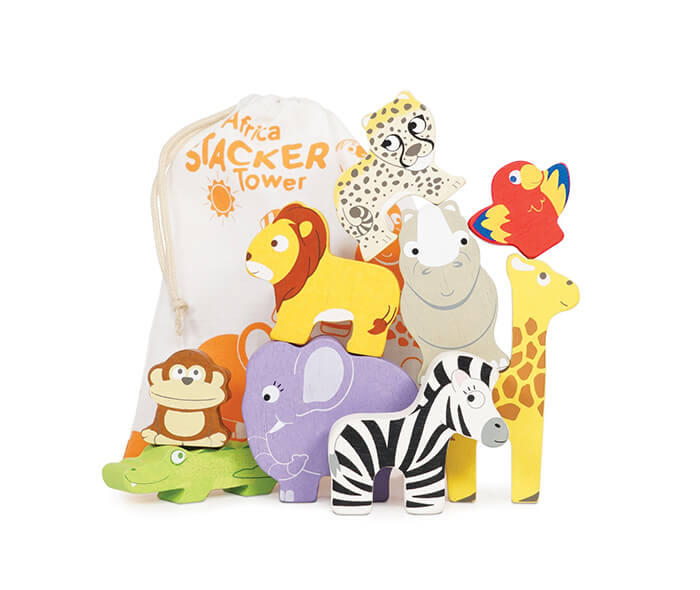PL117 Africa Stacker Cotton Bag Stack and Tumble Wooden - Wood Bee Nice - Children's Wooden Toys | Eco-Friendly Toys