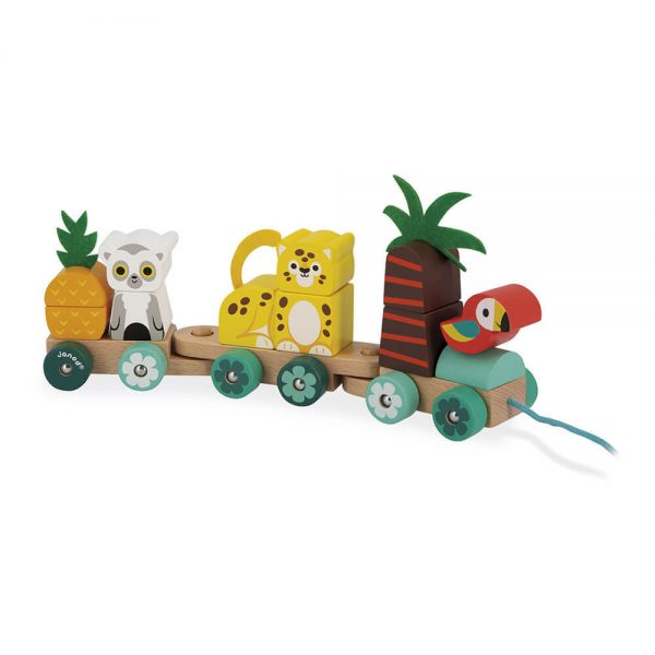 tropik pull along tropical train 2 - Wood Bee Nice - Children's Wooden Toys | Eco-Friendly Toys