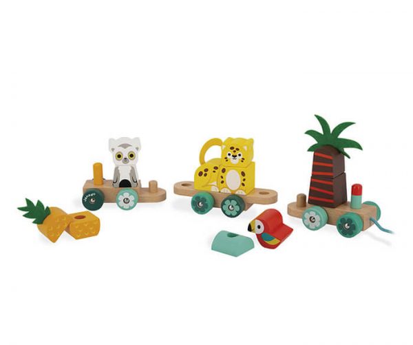 tropik pull along tropical train 3 - Wood Bee Nice - Children's Wooden Toys | Eco-Friendly Toys