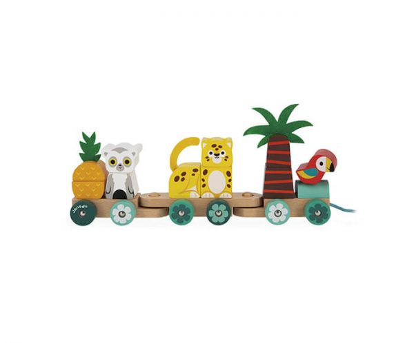 tropik pull along tropical train - Wood Bee Nice - Children's Wooden Toys | Eco-Friendly Toys