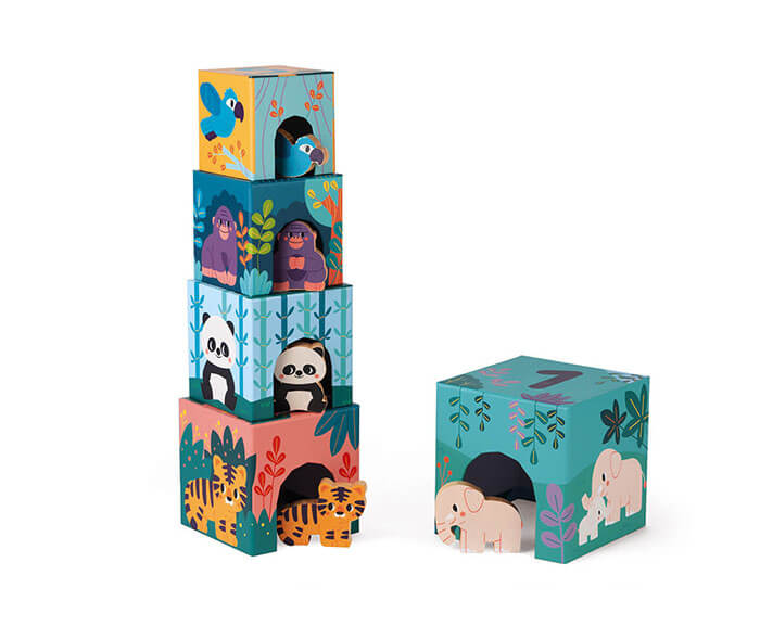 cardboard tower with wooden animal figures in partnership with wwf - Wood Bee Nice - Children's Wooden Toys | Eco-Friendly Toys