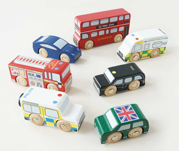 TV267 london car set full set with wooden wheels - Wood Bee Nice - Children's Wooden Toys | Eco-Friendly Toys